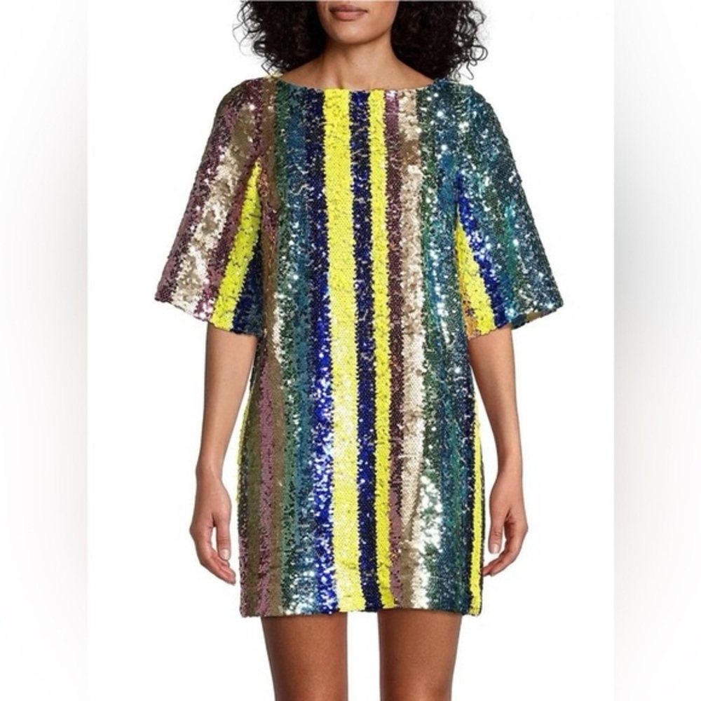 Sequin Striped Mini Dress
